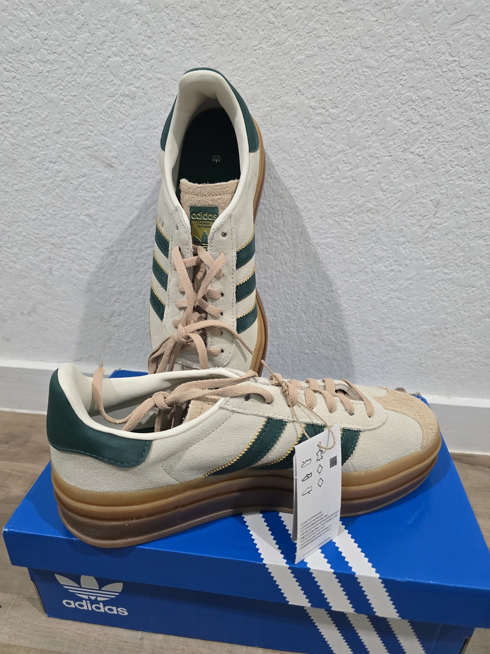 adidas Gazelle Women's Casual Sneakers - Cream & Green - Picture 8 of 9